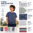 thumbnail image 5 of BenBen 5-Pack Youth Boy T Shirts Short Sleeve Moisture Wicking Performance Tees Everyday Wear Gym, 5 of 7