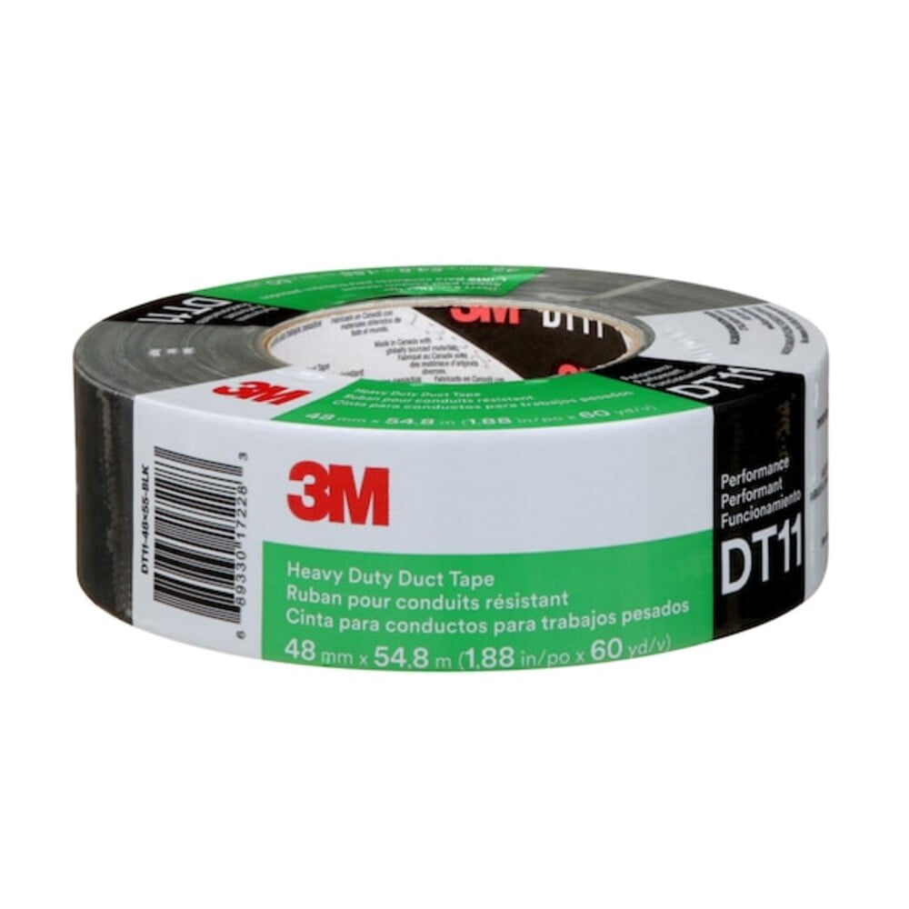 3m Duct Tape, Black, 60 yd L, 1-7/8 in W DT11