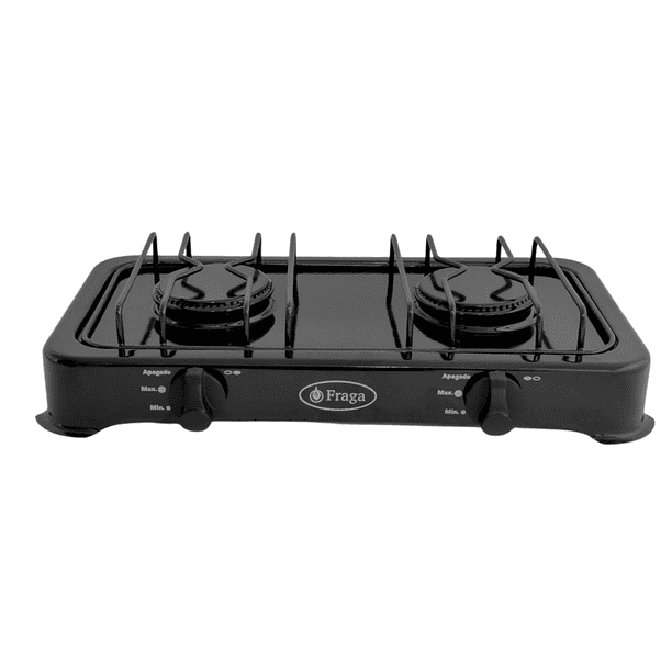 FRAGA Parrilla de Mesa, FRAGA P800, 2 Quemadores, Porcelanizada, Encendido Manual, Gas L.P., Hecho en México.