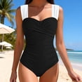 thumbnail image 4 of Mifsaly Womens One Piece Swimsuit Ruched Tummy Control Bathing Suits Color Block Strap Cross Front Monokini Slim Fit Athletic Swimming Swimwear XL, 4 of 7