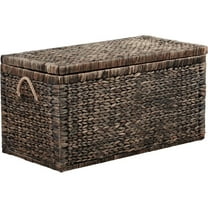 Pemberly Row Mid-Century Wicker / Rattan Storage Trunk in Brown