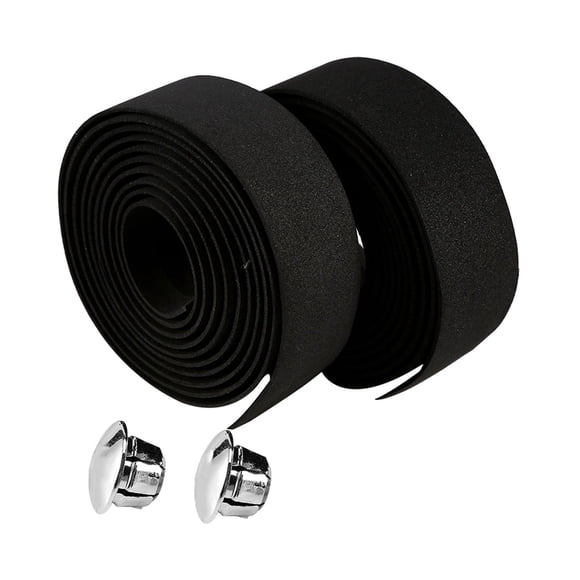 Graflsoa Black Bike Handlebar Tape, 2 Rolls Natural Rubber Sponge Bar Wrap, Shock-Absorbent & Non-Slip, Comfortable Grip for Road Bikes, Fixed Gear Bikes, Bullhorn & Drop Handlebars (Exclusive for