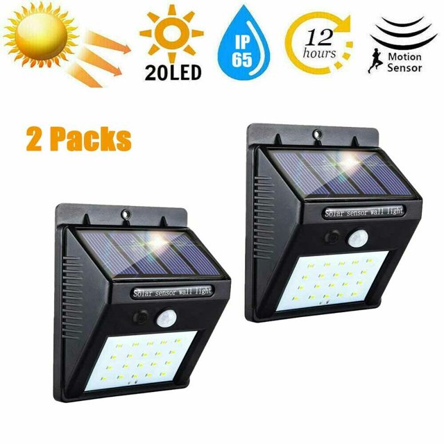 Solar Lights Outdoor Solar Security Lights Solar Motion Sensor Lights Wireless IP 65 Waterproof Outdoor Lights for Garden Fence Patio Garage (2 Pack)