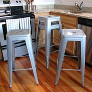 AmeriHome Loft Silver Metal Bar Stool 4 Piece by Buffalo Corp