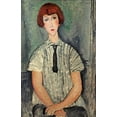 thumbnail image 2 of Modigliani, Amedeo 22x32 Gold Ornate Wood Framed with Double Matting Museum Art Print Titled - Young Girl In a Striped Shirt, 2 of 4