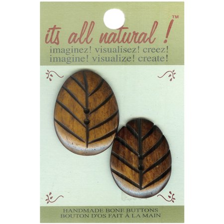 Handmade Bone Buttons - Natural - Oval Carved 2/Pkg