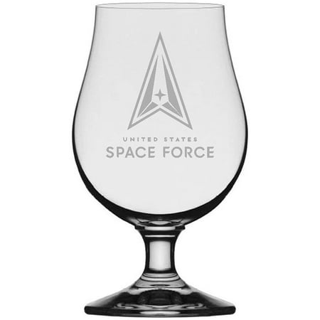 

Military Themed Etched Glencairn Crystal Iona Beer Glass Air Force Space Force