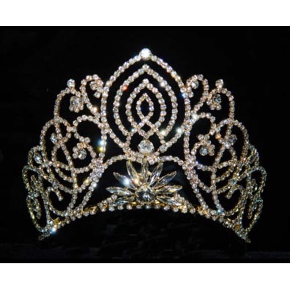 #11919G - Large Living Orchid Tiara - Gold Plated