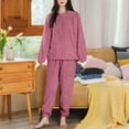 thumbnail image 2 of Hearthz Women Warm Flannel Pajama Set 2 Piece Loungewear Winter Sleepwear Winter Sherpa Warm Fuzzy Cozy Sleepwear Pajama Sets, 2 of 5