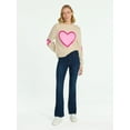 thumbnail image 2 of 99 Jane Street Women's and Women's Plus Valentines Heart Sweater, Midweight, Sizes XS-4X, 2 of 5