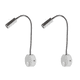 thumbnail image 1 of Juego de 2 lámparas de noche de aluminio blanco, lámparas de escritorio con luz blanca cálida y protección ocular, lámparas de lectura de pared LED de 3 W con interruptor, 1 of 1