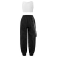 thumbnail image 2 of Yruioon Girls Hip Hop Clothes 2 Piece Outfits Crop Tops Chain Pocket Jogger Pants Set Jazz Street Ivory 10, 2 of 6