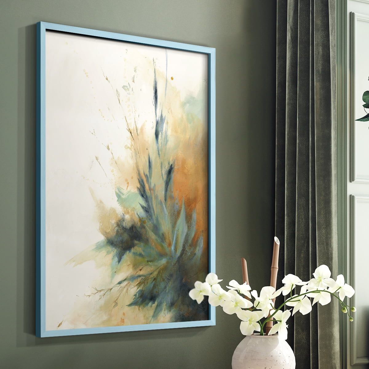 Desert Song II Framed Print in Blue Solid Wood Framed Print No Nail Hanging