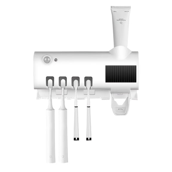 1pc Smart Toothbrush Sanitizer, Free Punching Wall Mounted Toothbrush Holder, Automatic Squeeze Toothpaste Device , Bathroom Organizers & Storage