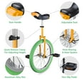 thumbnail image 2 of Yescom 20 Inch Outdoor Unicycle Bike Balance Training for Adults Teenagers Kids, Yellow & Green, 2 of 9
