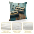 thumbnail image 4 of Orinice  Indie Throw Pillow Cushion Cover, Vintage Cassette Tapes on Aqua Wooden Table Close up Photo Retro Music Retro, Decorative Square Accent Pillow Case,  White, 4 of 5