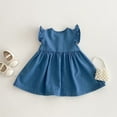thumbnail image 4 of MEZZALL Girls Dresses Soft Stylish Short Sleeve Denim Dress For Kids For Everyday Play And Outings Spring Summer Adventures 6-12 Months Trendy Kids Sundress, 4 of 4