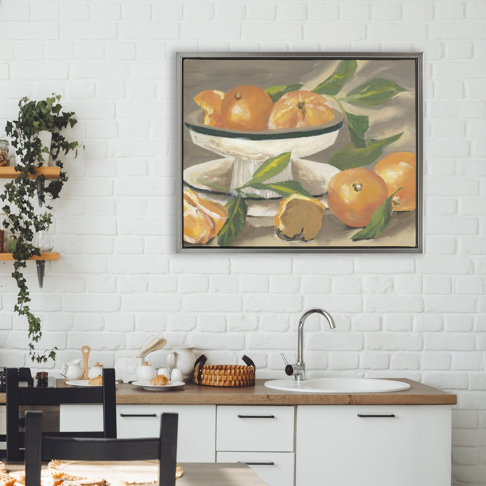 Stupell Industries Oranges in Stillness Gray Framed Floater Canvas Wall Art, design by Melissa Wang