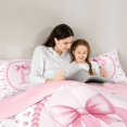thumbnail image 5 of Manfei Princess Bowknot 7-Piece Bedding Comforter Set For Girls,Letter P Monogram King Bedding Sets For Kids,Pink Reversible, 5 of 7