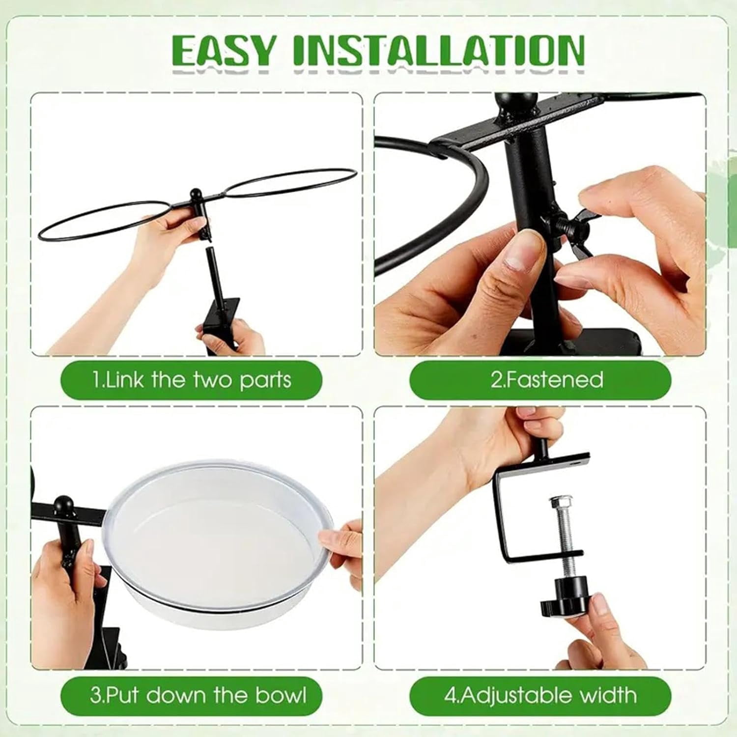 2 In 1 Outdoor Bird Feeding Station With Adjustable Clamp & Mesh Tray, Stable Bird Feeder Stand For Garden Backyard Patio Deck Balcony Fence Railing Bird Watching Gardening (K)