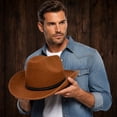 thumbnail image 4 of Wide Brim Cowboy Hat for Men and Women, Brown Cowboy Hatt for Men Stylish Western Hat for Parties and Outdoor Activities,One Size, 4 of 4