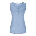 thumbnail image 4 of Soft Tank Tops Henley Neck Button Sleeveless T Shirts for Women Summer 2024 Polyester Basic Plain Tshirts (Small, Light Blue), 4 of 6