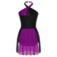 thumbnail image 4 of iiniim Women's Figure Ice Skating Dress Shiny Rhinestones Halter Lyrical Ballet Dancewear Purple S, 4 of 7