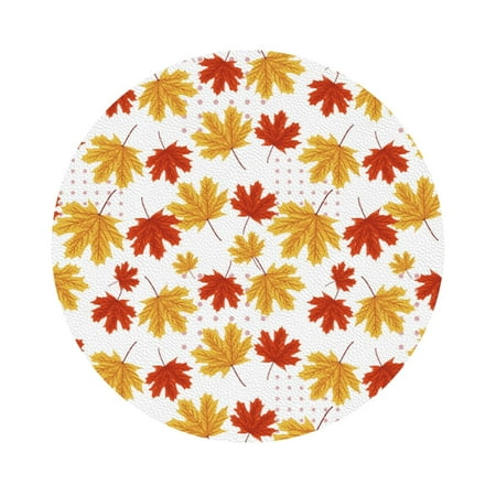 

Zeuib Maple Leaf Print Set of 6 Coasters for Drinks Glass & Cups Stain Protection Table Coaster Set Decorative Coffee Cup Coasters Housewarming Gift for Home Decor Round Shape