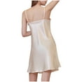 thumbnail image 4 of Lovskoo Women 2024 Sleepwear Satin Lace Chemise Nightgown Full Sleepwear Khaki, 4 of 5