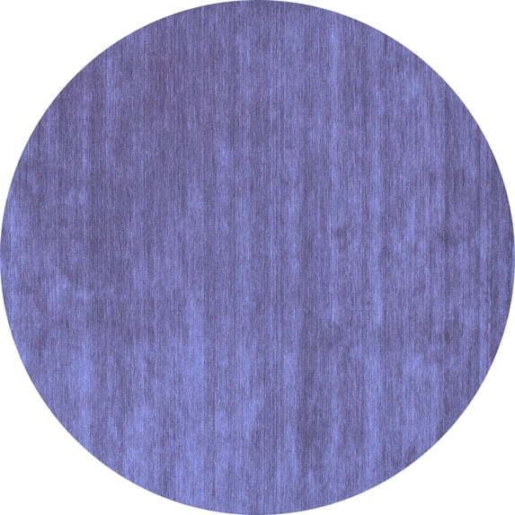 Ahgly Company Machine Washable Indoor Round Abstract Blue Contemporary Area Rugs, 4' Round