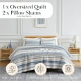 thumbnail image 2 of Southshore Fine Living, Inc. Oversized Twin Quilt Set, Striped Blue Bedspread Twin or Twin XL Quilt, 3-Piece Coastal Bedding Set with Quilt and Matching Sham, Soft Microfiber Quilt, Blue Stripes, 2 of 9