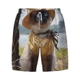 thumbnail image 4 of Lsque Mens Swim Trunks Cat In Sun Hat Pattern - Bathing Suit Compression Liner - Beach Swim Shorts Swimwear - (S-3XL) - Stretch Quick Dry -3X-Large, 4 of 9