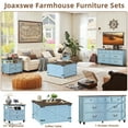 thumbnail image 4 of Nightstand with Charging Station, Farmhouse Nightstands with 2 Drawers Storage Side Table Bedside Cabinet for Bedroom Living Room - Light Blue, 4 of 8