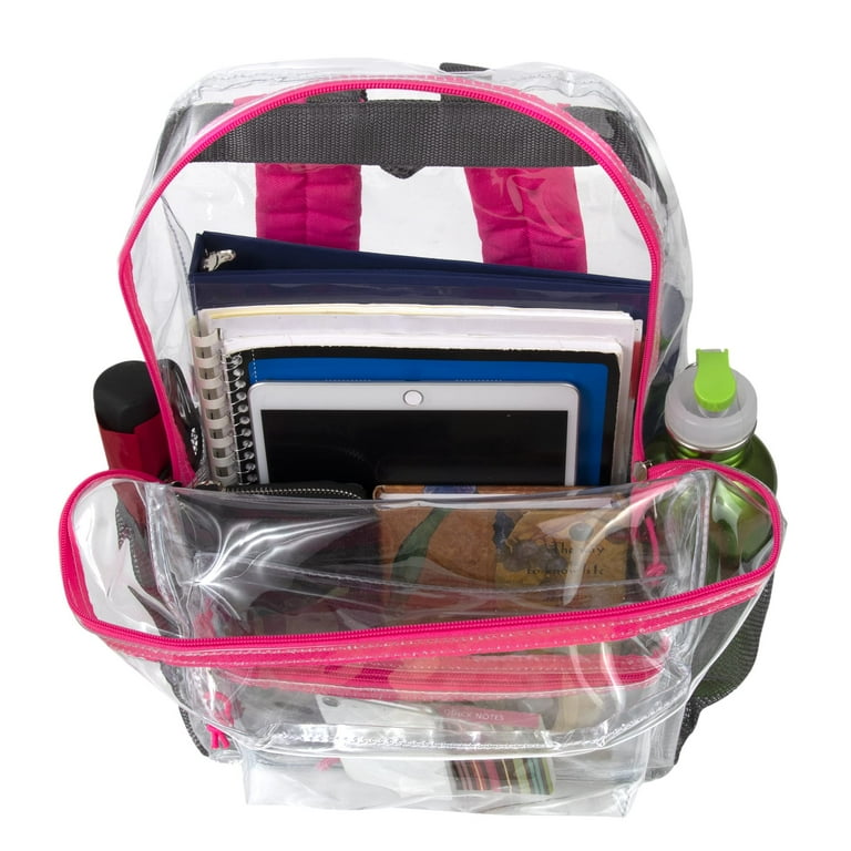 24 Pack Clear 17 Inch Heavy Duty Stadium Approved Backpacks Transparent with Color Trim Front and Side Pockets Walmart