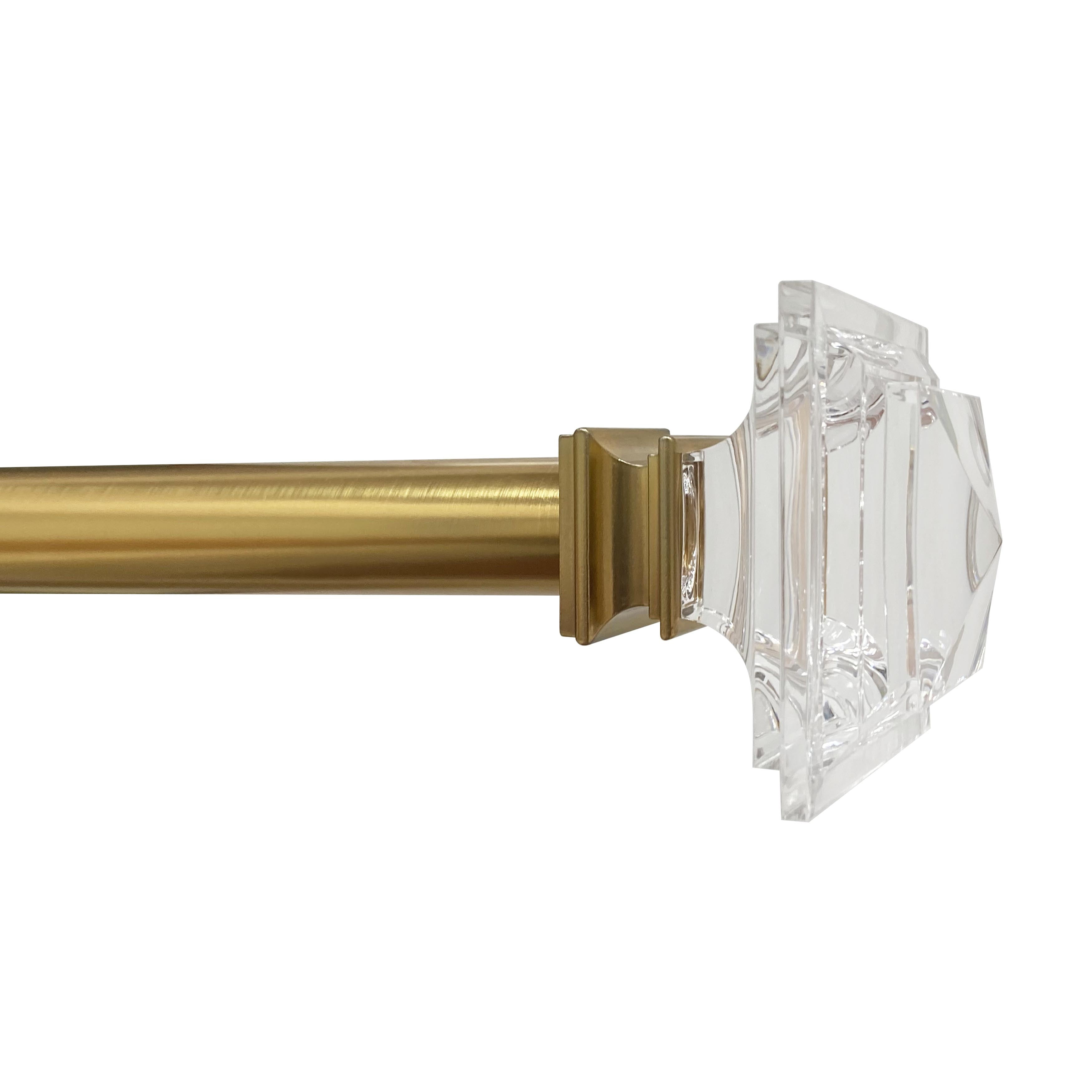 Better Homes & Gardens 1 in Clear Acrylic Square Single Curtain Rod, Brass, 120-180 in