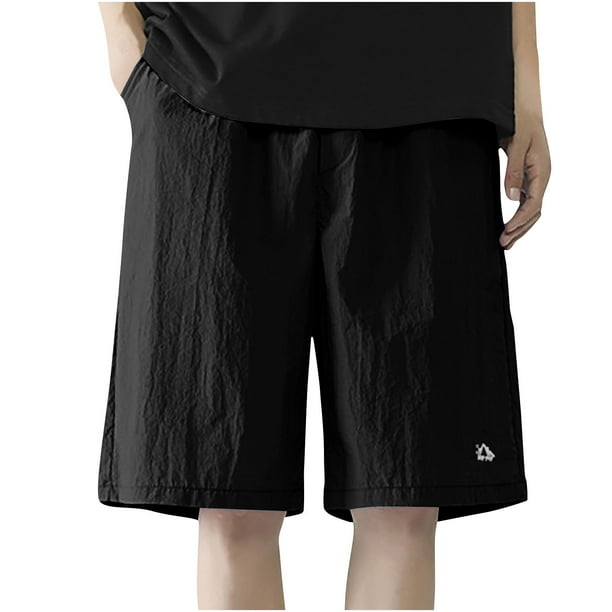 Pantalones Cortos de Carga de los Hombres con Cordón Sólido Cintura Deportivo Pantalones Cortos de Gimnasio con Bolsillos, Desgaste Casual de Toda la Temporada