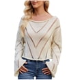 thumbnail image 2 of Women's Sweaters Lightweight Fashion Winter Casual Hollow Loose Round Neck Long Sleeve Pullover Sweater, 2 of 7