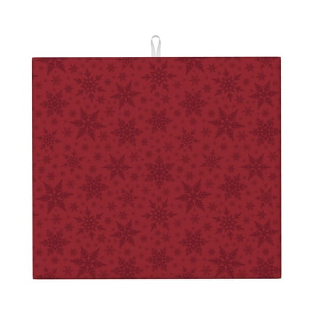 

Honeii Christmas Red Snowflakes for Dish Drying Mat for Kitchen Counter Non-slip Rubber Backed Hide Stain Kitchen Super Absorbent Draining Mat Dish Rack Pad