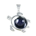 thumbnail image 2 of Unique Hawaiian Large Genuine Black Pearl Sea Turtle Necklace, Sterling Silver Black Pearl Turtle Pendant, N8871 Birthday Mom Gift, 2 of 3