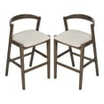 thumbnail image 3 of Christopher Knight Home 30" Counter Height Bar Stools, Wood Frame, Dark Brown Finish + Beige Cushion, Set of 2, 3 of 8