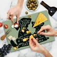 thumbnail image 4 of Inspirational Cutting Board, Cat and Dog Silhouettes with Friendship Themed Phrase and Stars Grungy Display, Decorative Tempered Glass Cutting and Serving Board, Large Size, Black Tan, by Ambesonne, 4 of 5