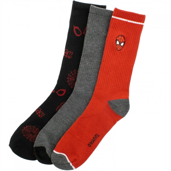 Spider-Man 3-Pack Mixed Logos Adult Crew Socks