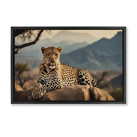 Stupell Industries Intense Watching Cheetah Animals Photography Black Floater Framed Canvas Art Print Wall Art, 25 x 17