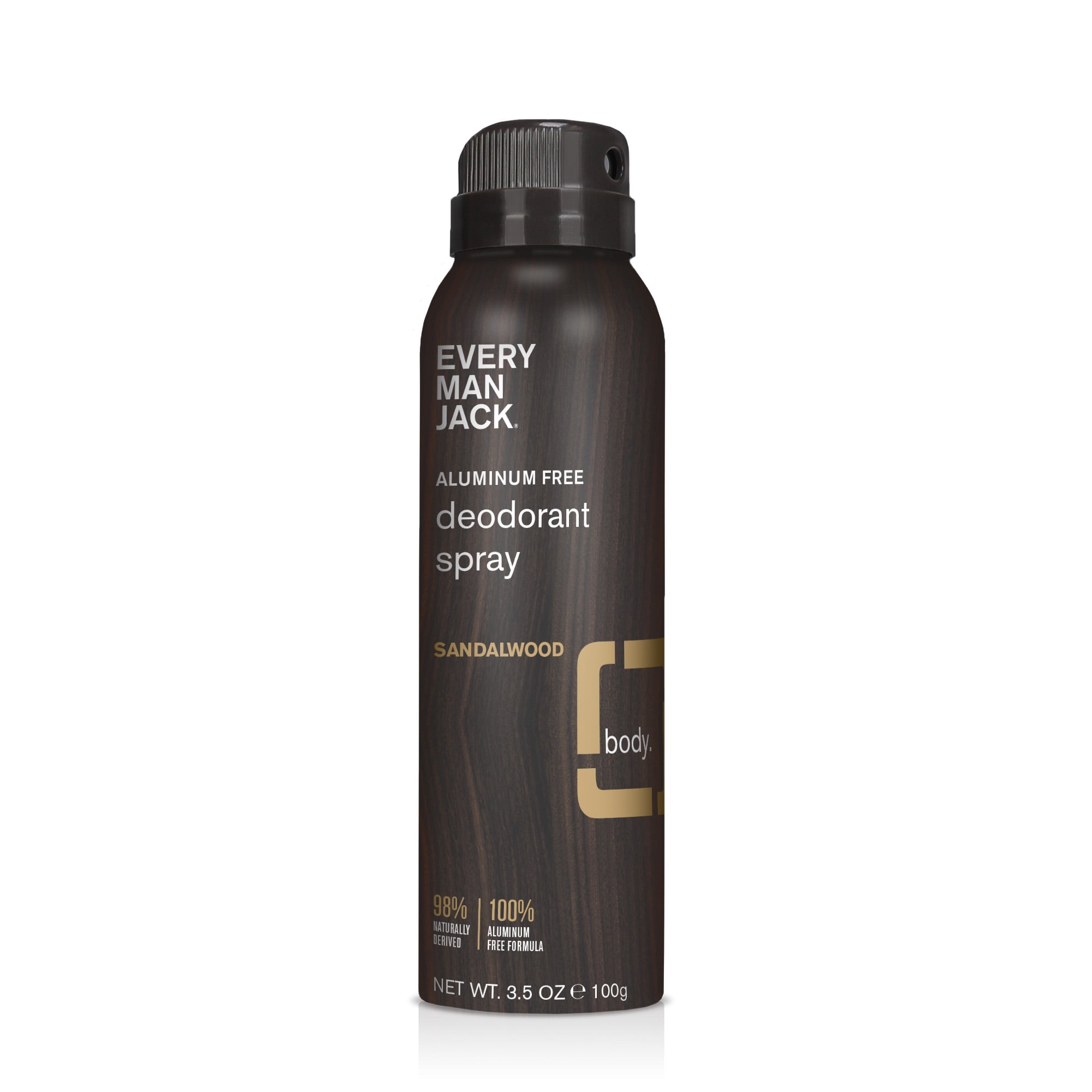 Every Man Jack Quick Dry Sandalwood Spray Deodorant for Men, Naturally Derived, 3.5 oz