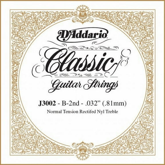 D'Addario J3006 Rectified Classical Guitar Single String, Normal Tension, Second String