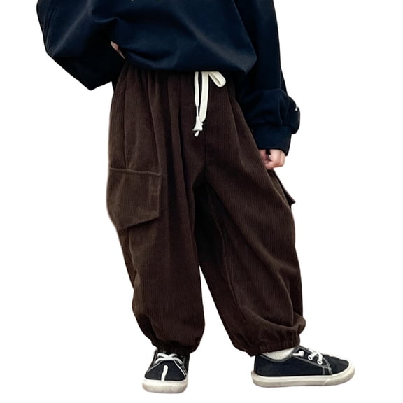 Maean Little Boys Cargo Sweatpants Elastic High Waist Joggers Casual Baggy Pant with Pockets 2-12 Years