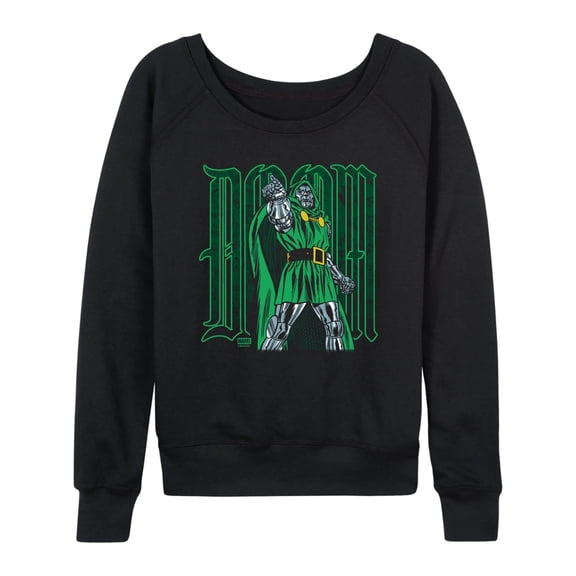 Fantastic Four - Doom Type Lightweight French Terry Wide Neck Long Sleeve Graphic Shirt
