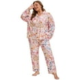 thumbnail image 3 of MUKVIK Plus Size Pajamas for Women Set Long Sleeve Button Down with Pockets, 3 of 6