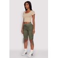 thumbnail image 3 of Womens Drawstring Hem Cargo Pocket Bermuda Shorts, 3 of 5