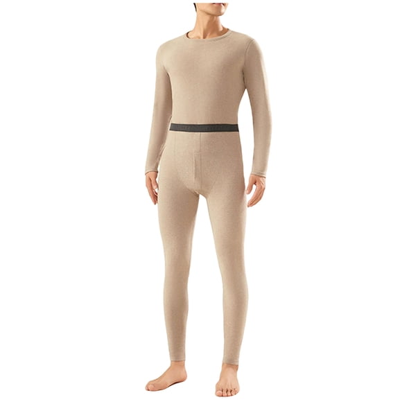 Men Thermal Set, Underwear Set with Long Sleeved Round Neck Top and Pants